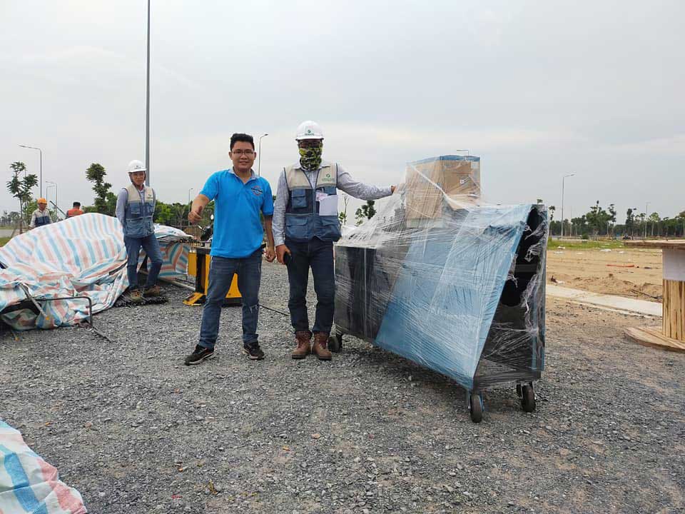 Máy bẻ đai sắt tại công trình xây dựng